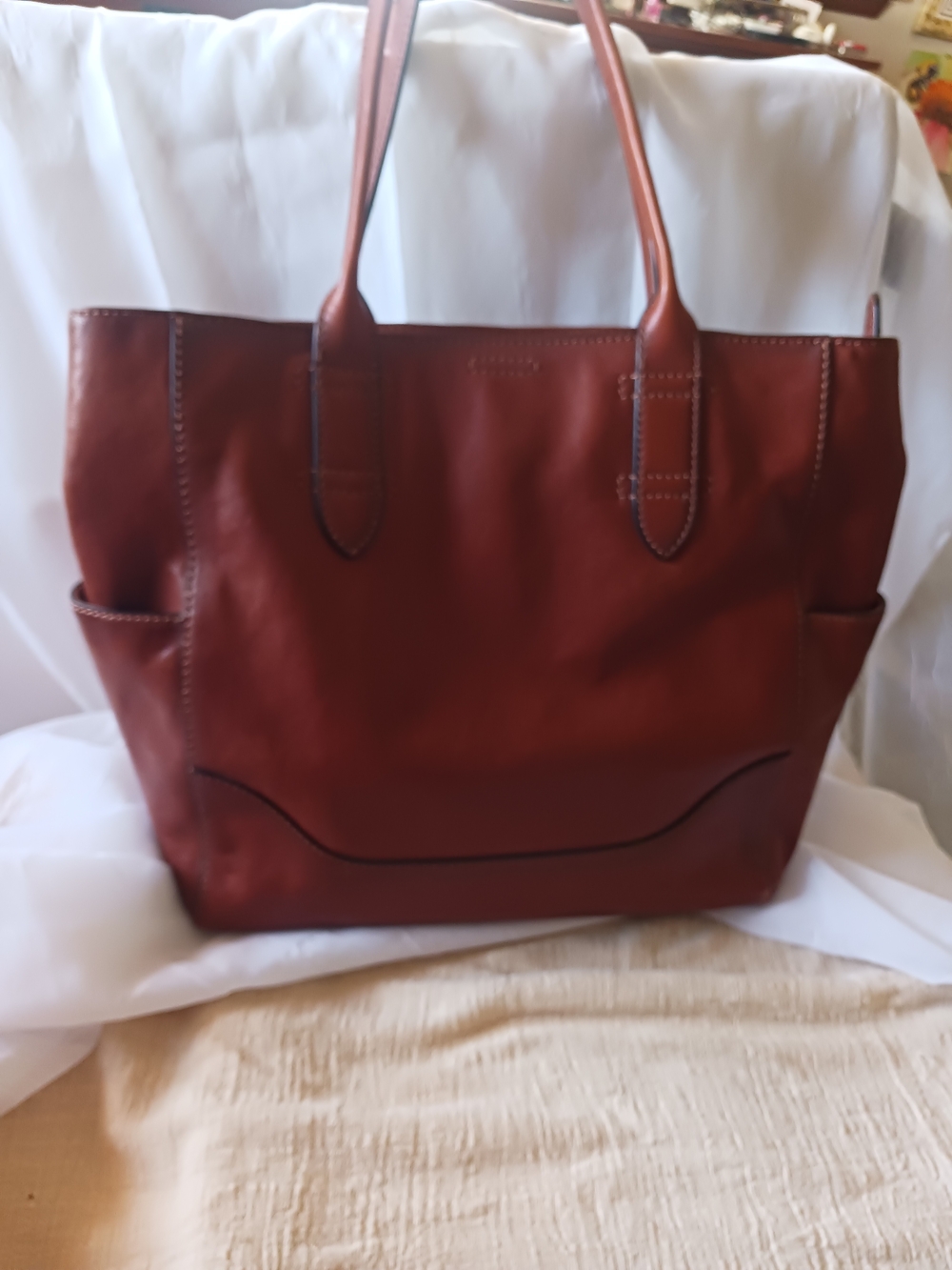 LAST CALL Frye Chestnut Brown Leather Satchel Tote - Picture 2 of 15